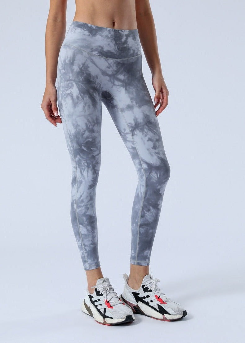 NWT Balance Collection Leggings White and Gray Marble Tie Dye Size