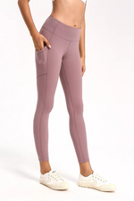 FashionForward21 - High Waist 7/8 Ankle Legging with Side Pockets - Pink